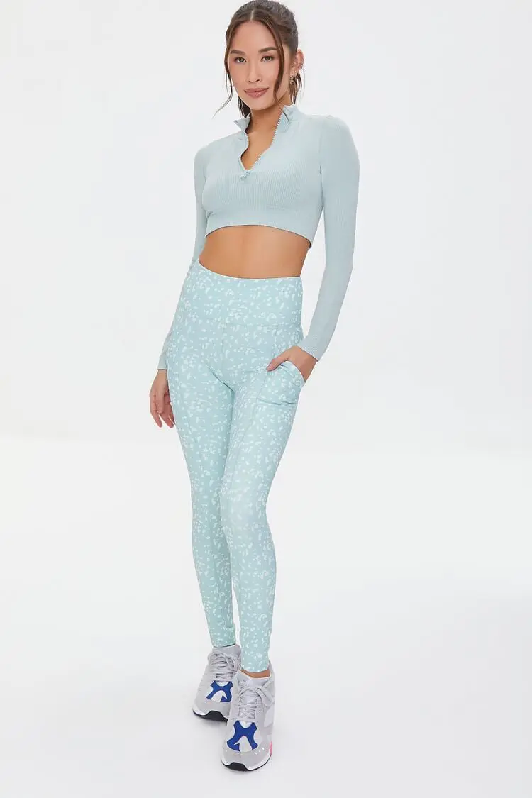 Forever 21 Forever 21 Active Speckled Print Leggings Mint/Jade. 1