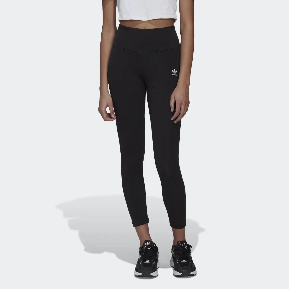 Adidas Adicolor Essentials+ Ribbed 7/8 Length Leggings. 1