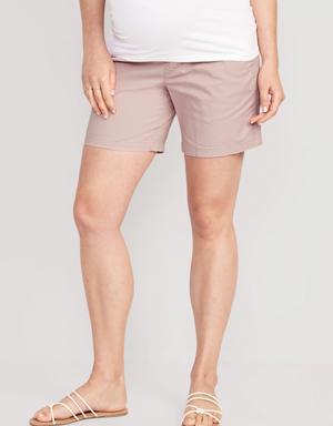 Old Navy Maternity Rollover-Waist OGC Chino Shorts -- 5-inch inseam pink