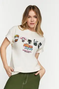 Forever 21 Forever 21 Naruto Shippuden x Hello Kitty & Friends Graphic Tee Cream/Multi. 2