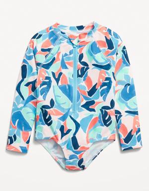 Printed One-Piece Rashguard Swimsuit for Toddler & Baby blue