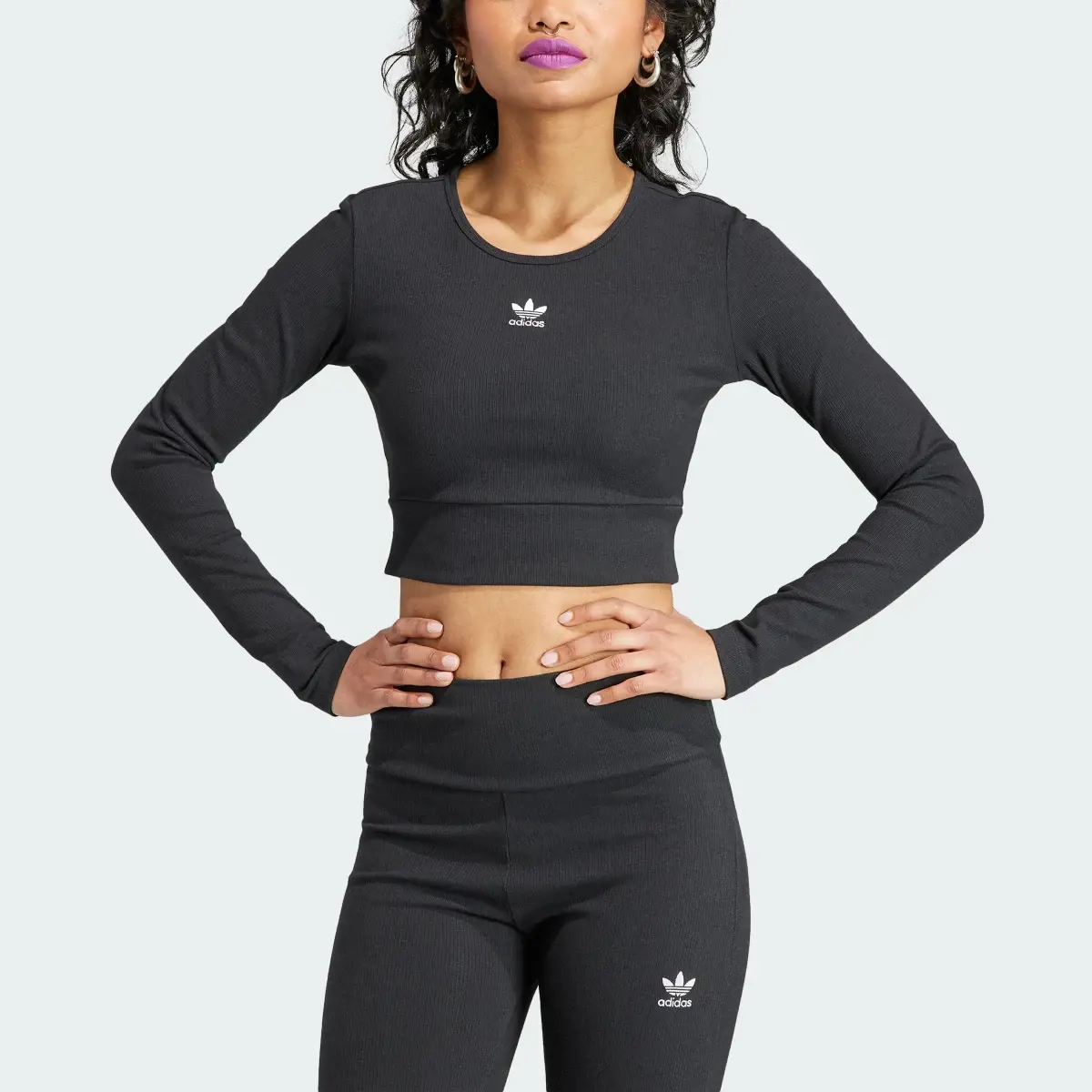 Adidas Essentials Rib Long Sleeve Long-Sleeve Top. 1