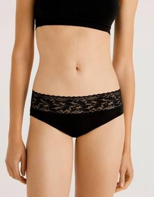 Underwear with lace in super stretch organic cotton