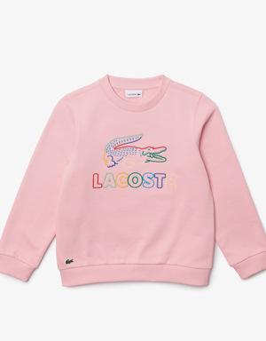 Kids’ Crew Neck Embroidered Cotton Fleece Sweatshirt