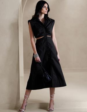 Banana Republic Yasmin Cut-Out Shirt Dress black