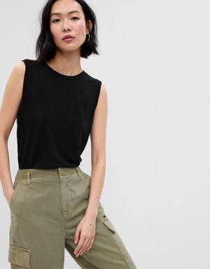 Gap Linen-Blend Shell Tank Top black