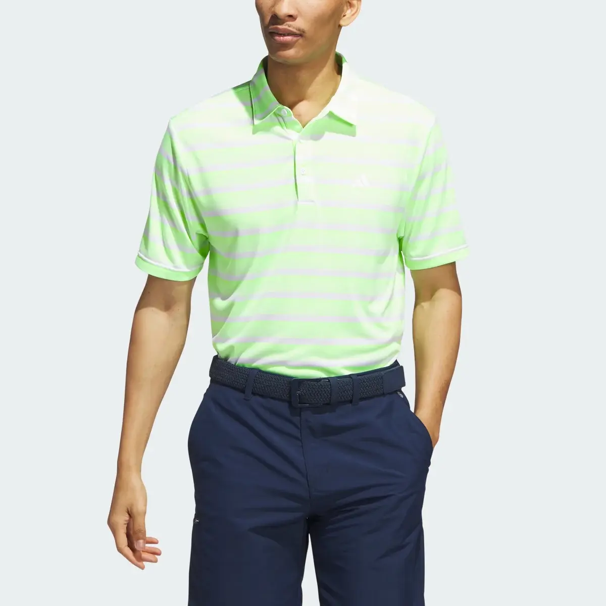 Adidas Two-Color Striped Golf Polo Shirt. 1