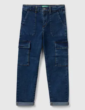 "eco-recycle" denim cargo jeans