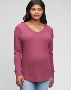 Maternity Waffle Tunic T-Shirt purple