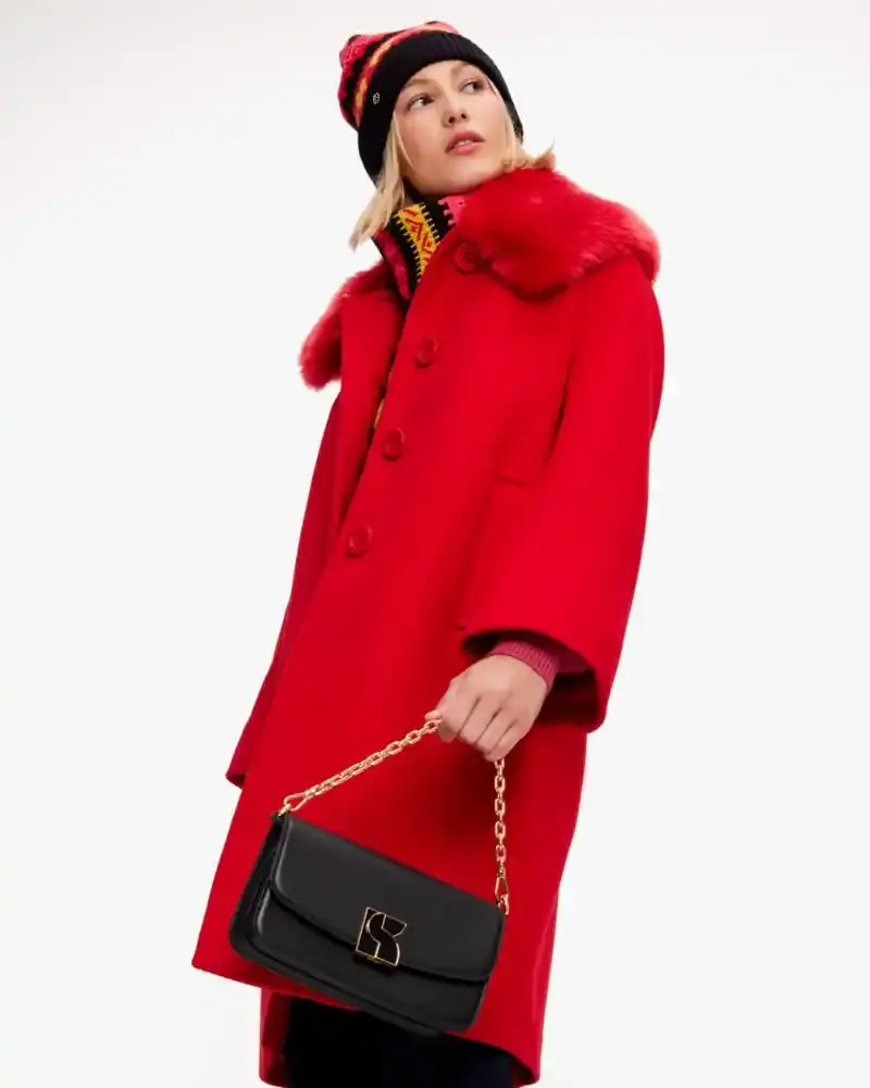 Kate Spade Faux Fur Collar Wool Coat. 2