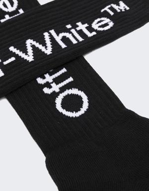 Siyah Logo Jakarlı Kadın Çorap