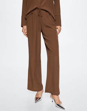 Drawstring straight trousers