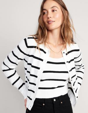 Striped Cozy Cropped Cardigan Sweater for Women multi