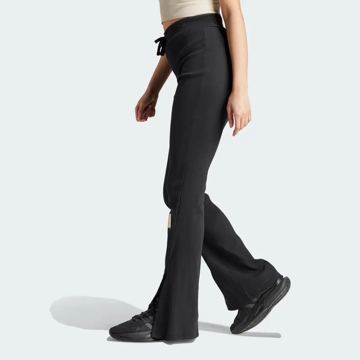 Adidas Lounge Ribbed Flared-Leg Pants. 2