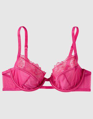 Unlined Mesh and Lace Bra