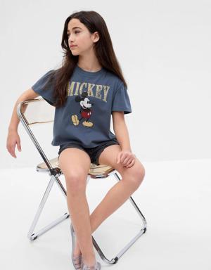 %100 Organik Pamuk Disney Mickey Mouse Fırfır Kol T-Shirt