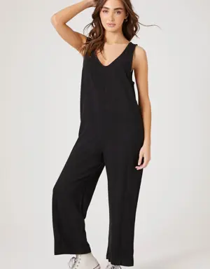 Forever 21 Relaxed Wide Leg Jumpsuit Black
