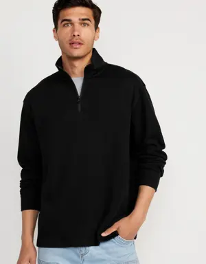 French Rib 1/4-Zip Pullover Sweater for Men black