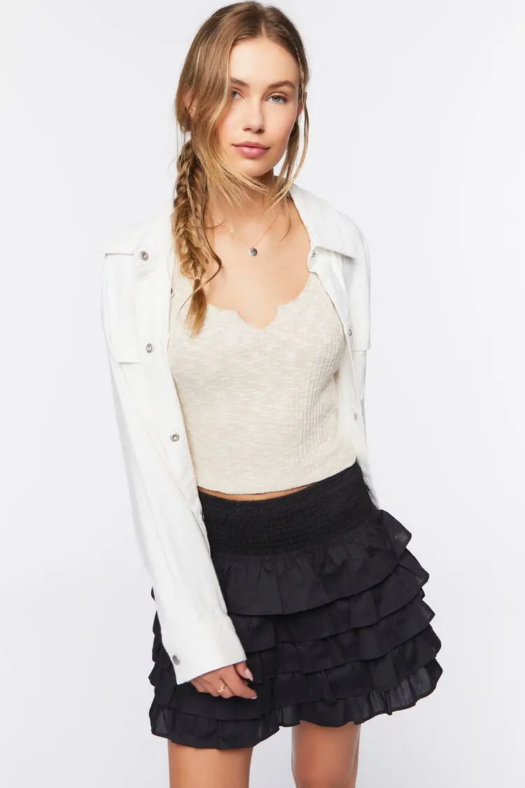 Forever 21 Forever 21 Tiered Ruffle Mini Skirt Black. 1