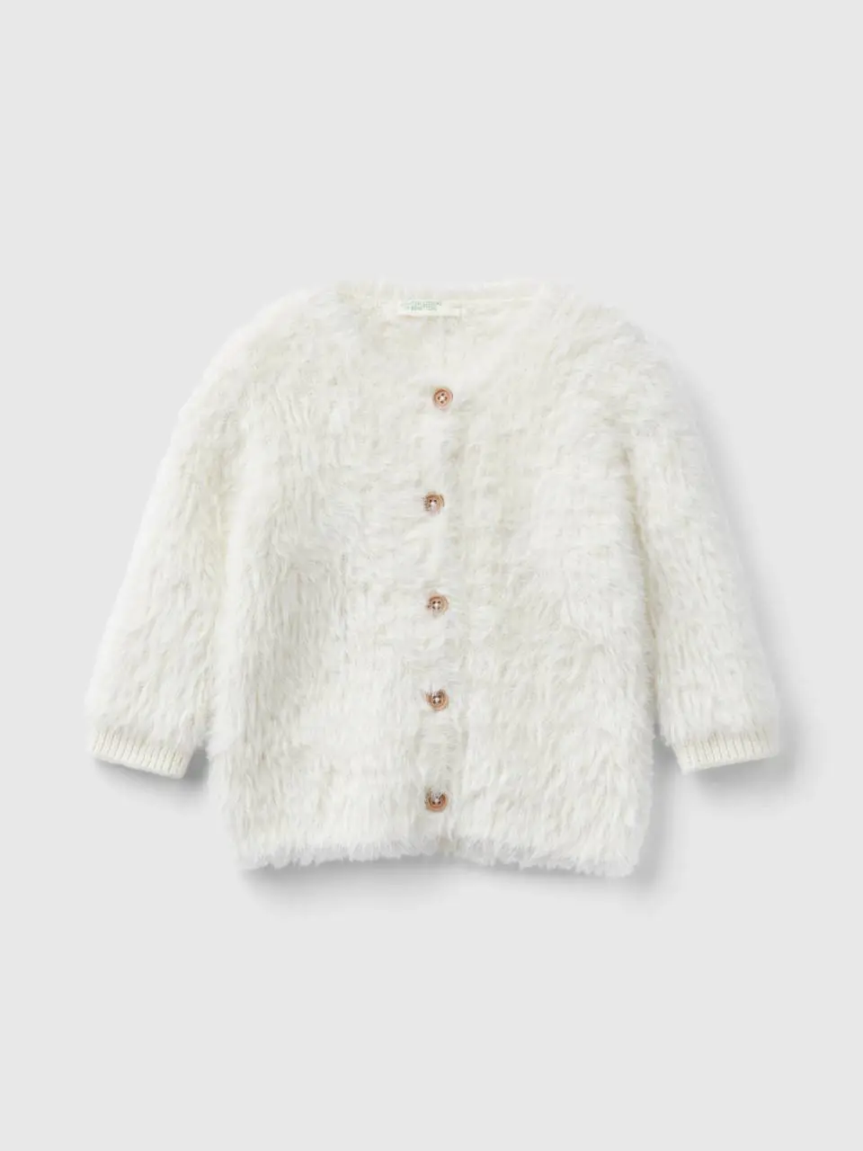 Benetton furry crew neck cardigan. 1