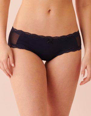 Mesh and Lace Trim Hiphugger Panty