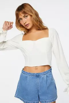 Forever 21 Forever 21 Bustier Crop Top Vanilla. 2