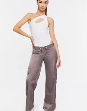 Forever 21 Satin Cargo Pants Shiitake