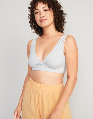 Old Navy Maternity Sunday Sleep Rib-Knit Smocked-Back Bralette Top gray