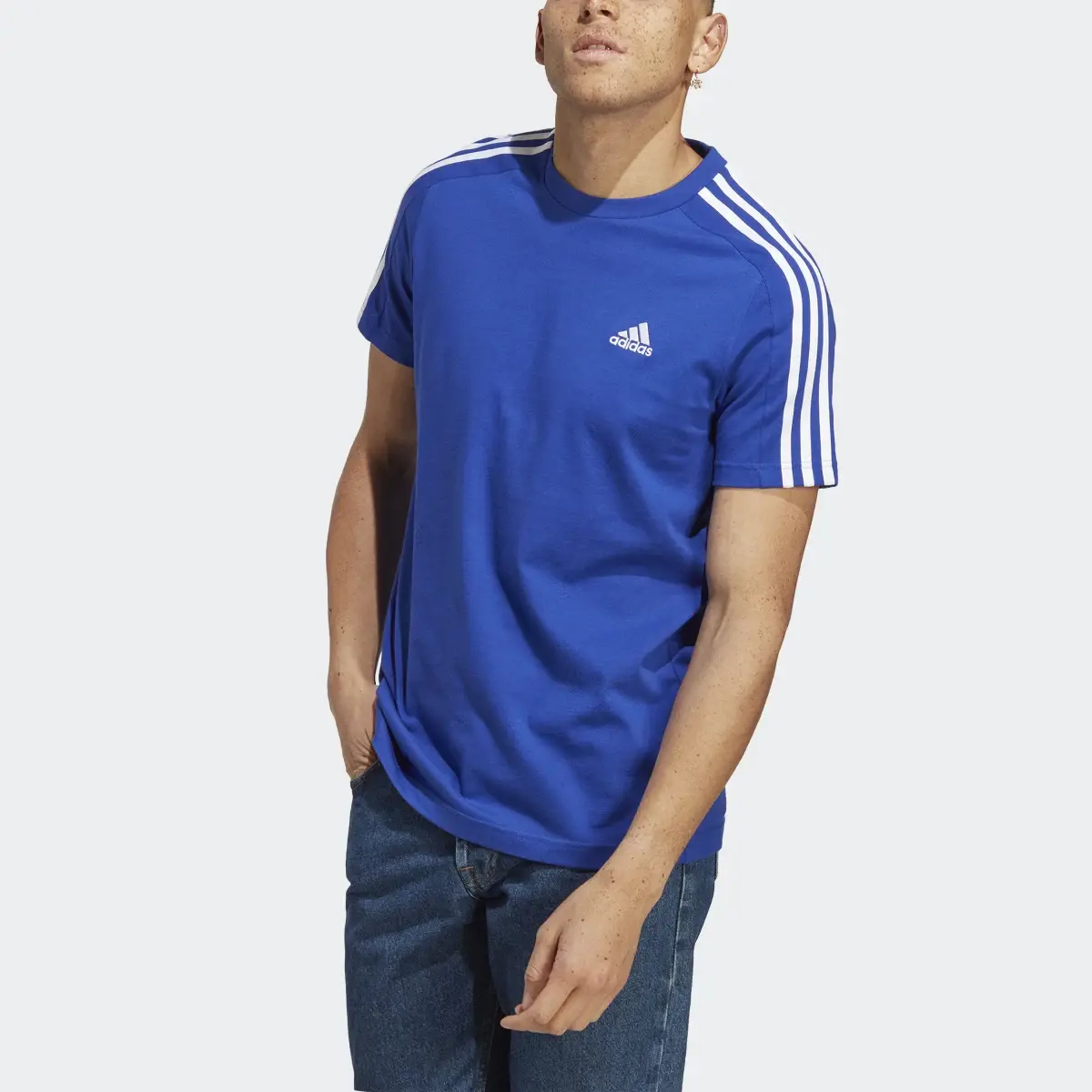 Adidas Essentials Single Jersey 3-Streifen T-Shirt. 1