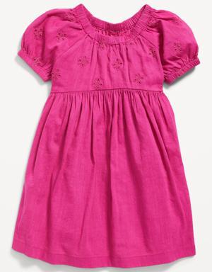 Old Navy Puff-Sleeve Floral-Eyelet Fit & Flare Dress for Toddler Girls pink