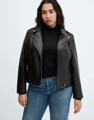 Faux-leather biker jacket