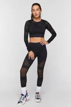 Forever 21 Forever 21 Active Seamless Netted Leggings Black. 2