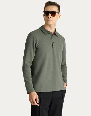 Polo Yaka Nakışlı Sweatshirt
