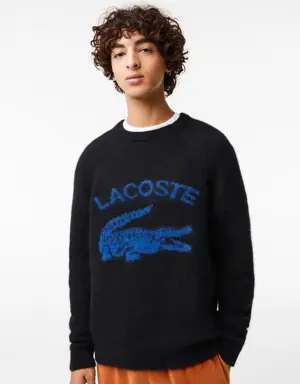 Men's Branded Contrast Croc Alpaca Blend Sweater