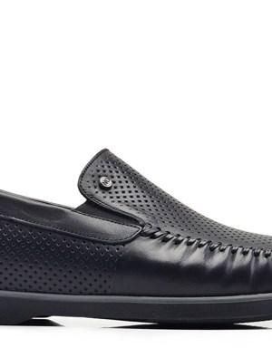 Siyah Yazlık Bağcıksız Erkek Ayakkabı -12659-