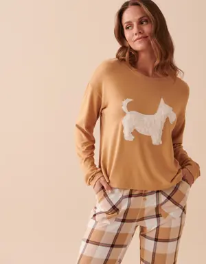 Recycled Fibers Scottie Print Long Sleeve Shirt