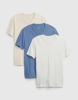 Gap 100% Organic Cotton Standard V-Neck T-Shirt (3-Pack) multi
