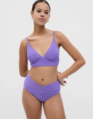 Rib Plunge Bikini Top purple