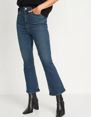 Higher High-Waisted Cropped Flare Jeans for Women blue