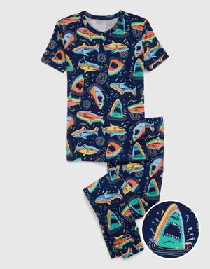Kids 100% Organic Cotton Shark PJ Set multi