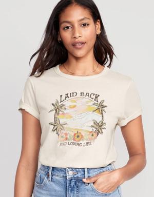Old Navy EveryWear Graphic T-Shirt for Women beige