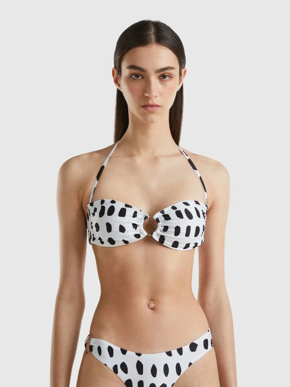 Benetton bandeau bikini top with spotted print. 1