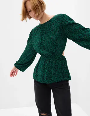 Gap Peplum Cutout Top green