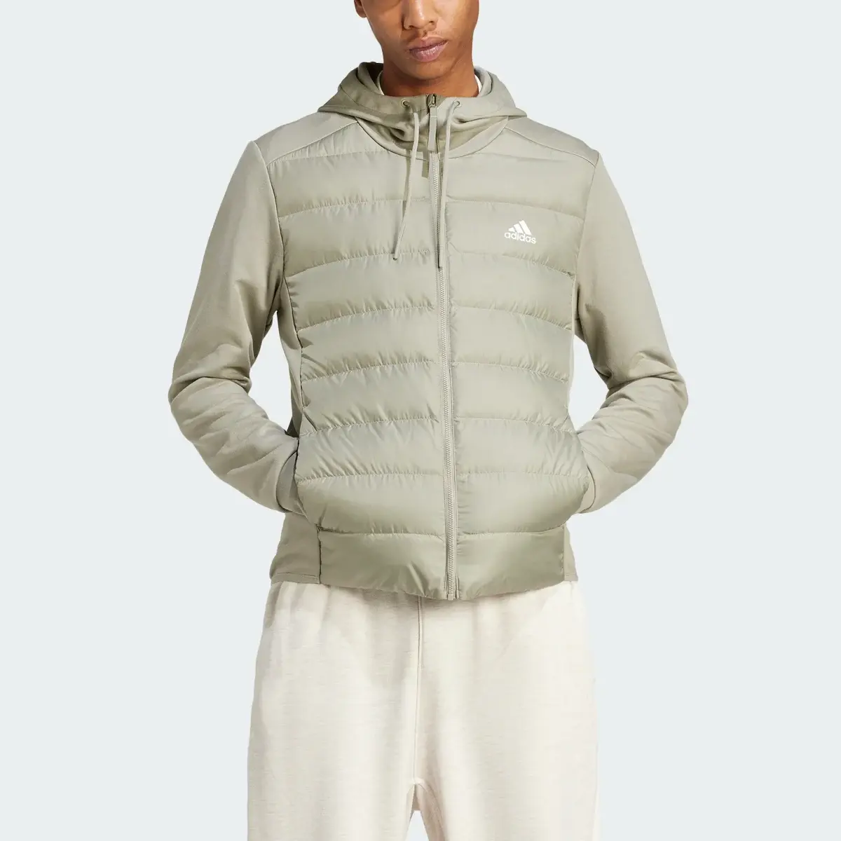 Adidas Essentials Hybrid Down Hooded Jacket. 1