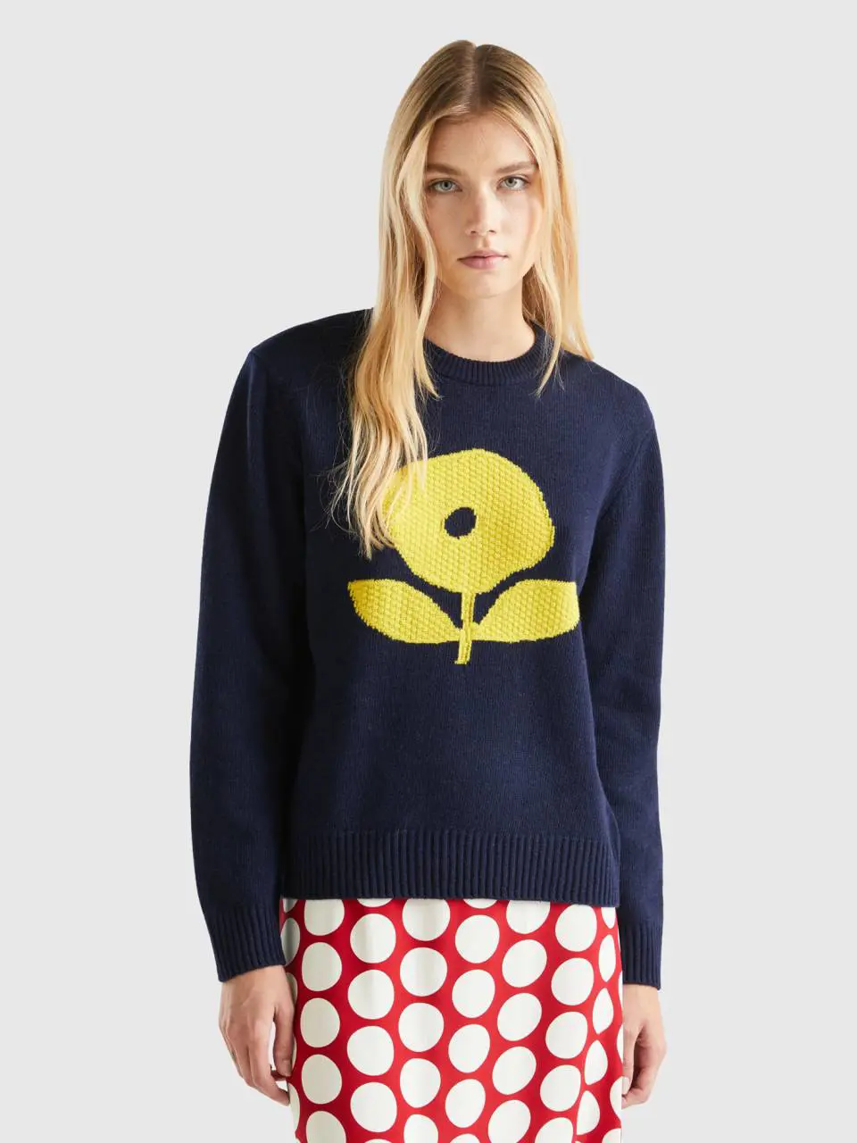 Benetton sweater with floral inlay. 1