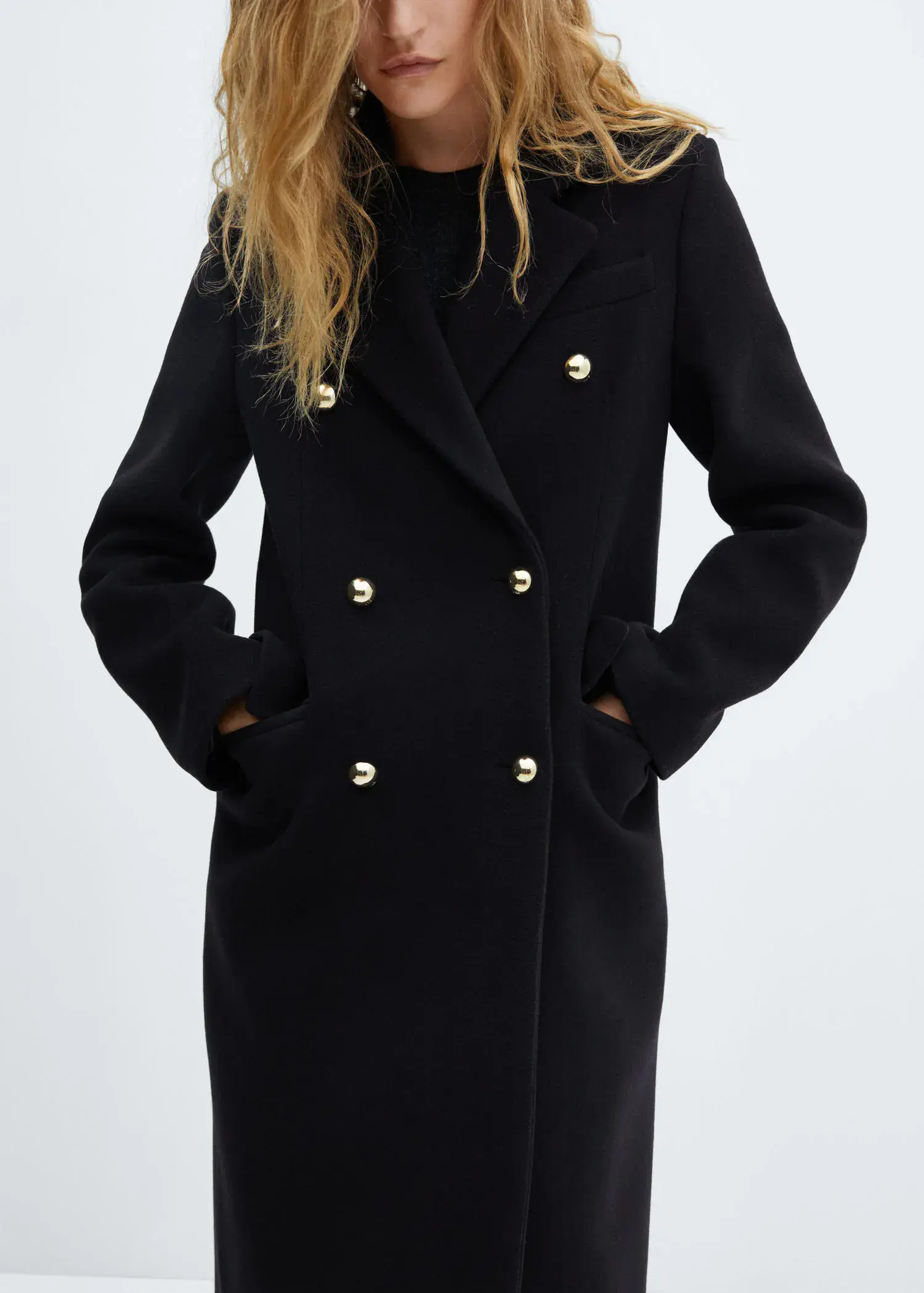 Mango Wool double-breasted coat with buttons. 1