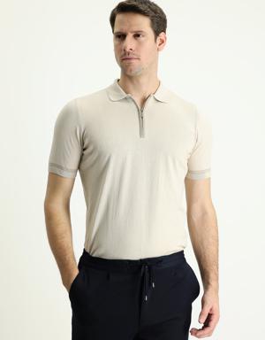 Polo Yaka Regular Fit Fermuarlı Tişört