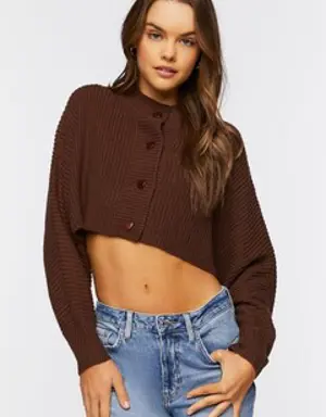 Forever 21 Cropped Cardigan Sweater Coffee