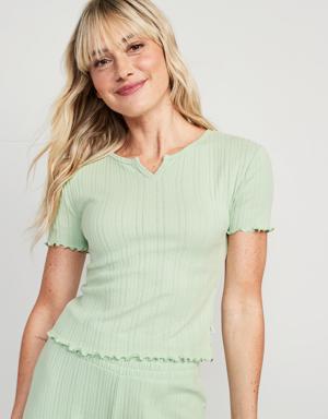 Old Navy Split-Neck Pointelle-Knit Pajama T-Shirt for Women green
