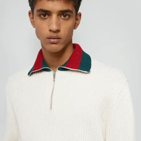 Gucci Knit wool sweater with Web. 3